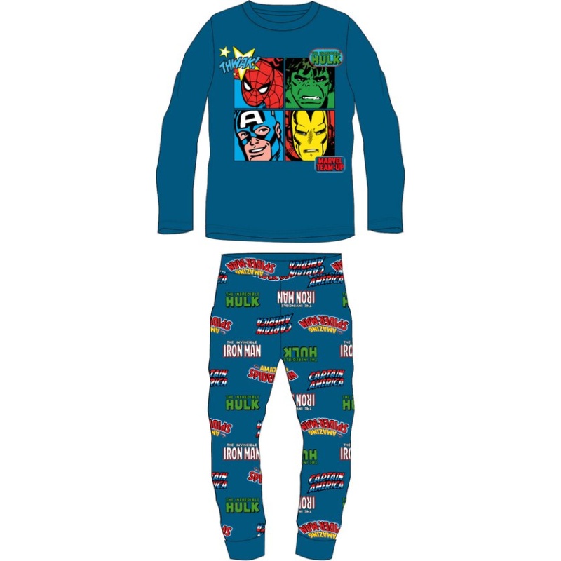 Marvel Spider-man/Hulk/Iron-man/Captian America Pyjama Katoen Blauw