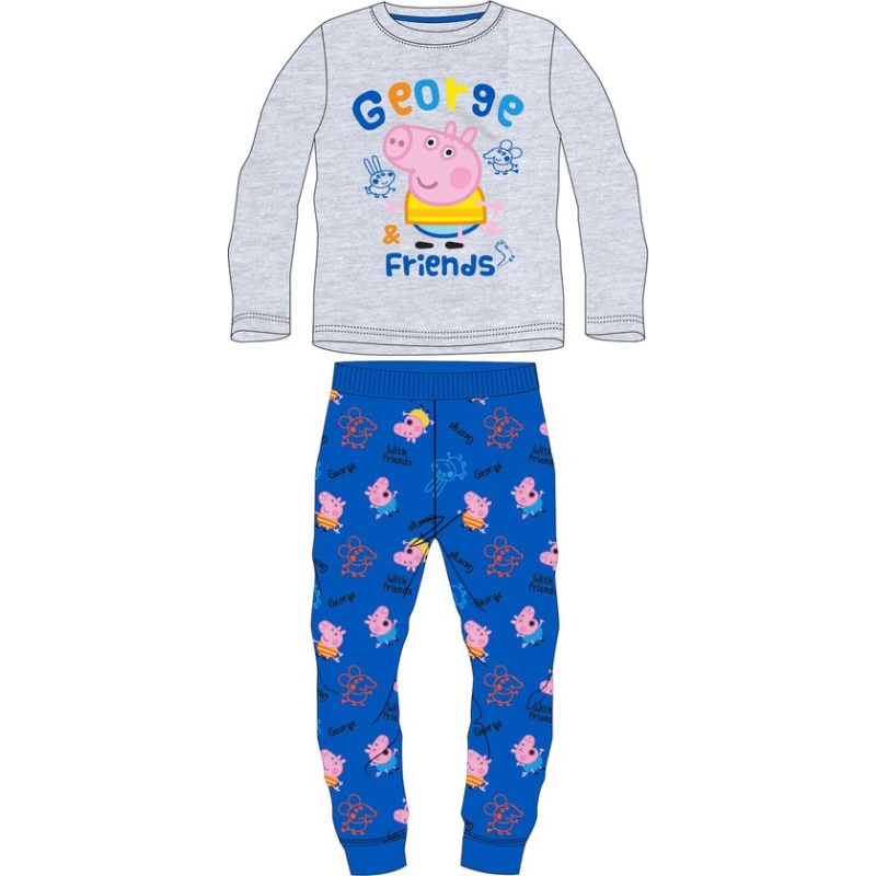 Peppa Pig George pyjama katoen grijs/blauw maat 92