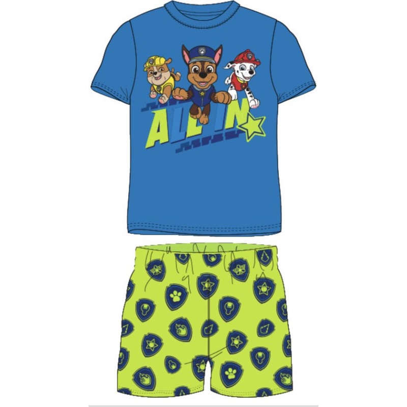 Paw Patrol Shortama Katoen Blauw/Groen