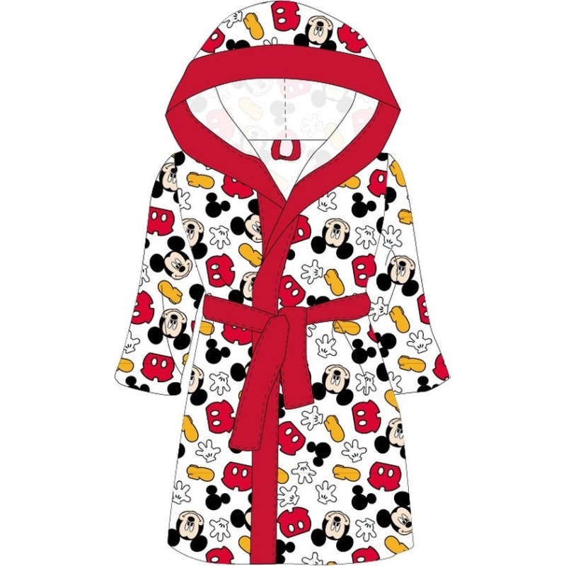 Mickey Mouse badjas wit/rood coral fleece