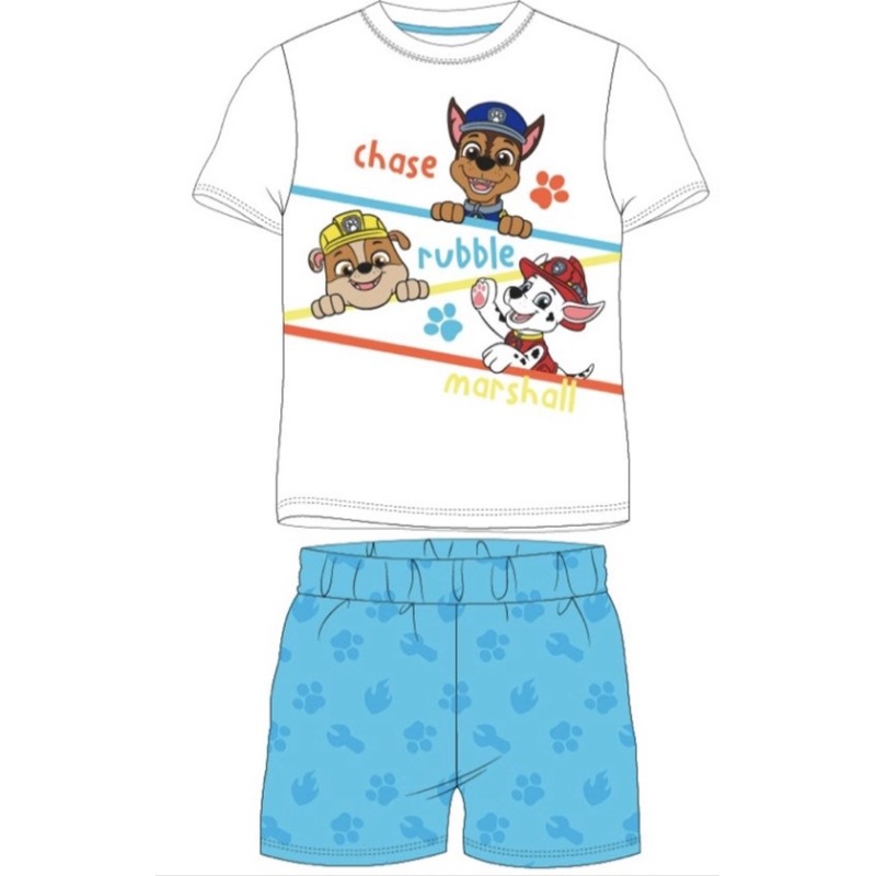 Paw patrol Shortama Katoen Wit-Blauw