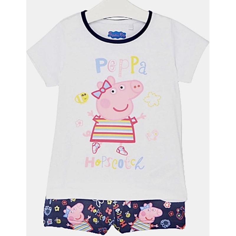 Peppa Pig Set / Shortama - Navy/Wit