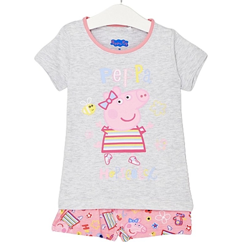 Peppa Pig Set / Shortama - Roze/Grijs