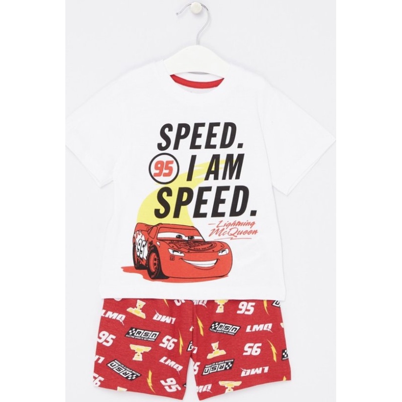 Disney - Cars - Shortama - Katoen - Wit/Rood - Maat 128