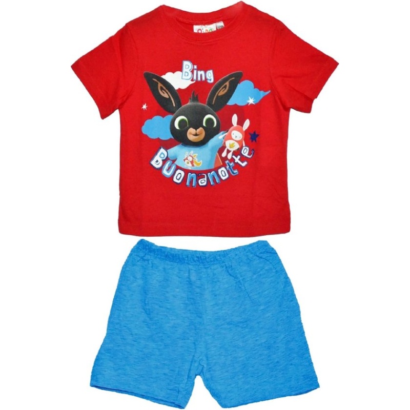 BING shortama - rood met blauw - Bing Bunny pyjama - maat 110/116